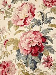 Classic Floral Stitch Art: Exquisite Vintage Print Capturing the Beauty of Floral Stitch Design