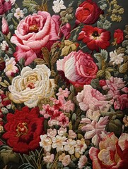 Vintage Floral Stitch Art: Classic Transformation of a Vintage Painting