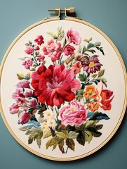 Classic Floral Stitch Art: Vintage Painting-Inspired Embroidery Designs