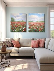 Rural Beauty and Blooming Fields: Country Farmhouse Canvases - Vintage Painting Collection