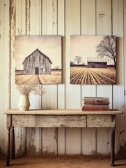Country Farmhouse Canvases: Vintage Fields & Old Barns Wall Art for Country Homes