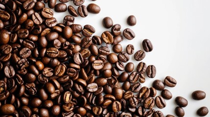 Obraz premium Abstract background of close-up view of coffee beans.