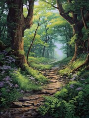 Enchanted Forest Pathways: Vintage Landscape Art of Nature's Serene Woodland Trails