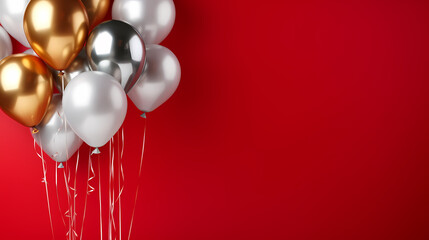 Birthday background with balloons and confetti for birthday card or invitation design