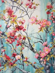 Fresh Spring Blossom Prints: Bright and Colorful Vintage Floral Wall Art