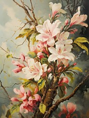 Fresh Spring Blossom Prints: Vibrant Floral Wall Art - Vintage Painting with Springtime Beauty