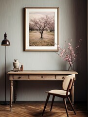 Fototapeta na wymiar Fresh Spring Blossom Prints: Vintage Art Capturing the Beauty of Field Views