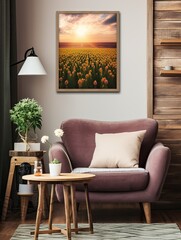 Golden Hour Sunset Fields: Country Field Illuminations in Classic Wall Art Collections