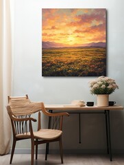 Golden Hour Sunset Fields: A Transformative Evening Landscape for Country Field Wall Decor.