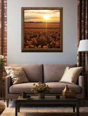 Golden Hour Sunset Fields: Country Field Illuminations in Classic Wall Art Collection