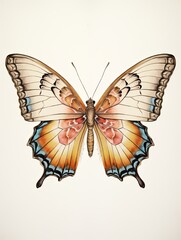 Hand-Drawn Butterfly Wildlife Portrait - Vintage Art Print
