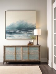 Hand-Painted Coastal Horizons: Vintage Landscape Capturing the Tranquil Spirit of the Sea.