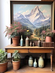 Vintage Landscape Treasures: Hand-Painted Mountain Scenes, Alpine Views, and Valley Blooms