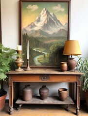 Hand-Painted Mountain Scenes: Vintage Alpine Flair on Canvas