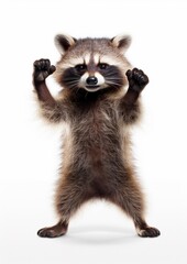 Fototapeta premium Funny raccoon standing on his hind legs