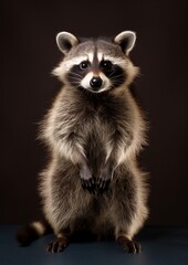 Naklejka na ściany i meble Funny raccoon standing on his hind legs