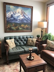 Hand-Painted Mountain Scenes: Mountain Majesty Captured in Vintage Wall Art