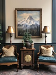 Hand-Painted Mountain Scenes: Timeless Landscape Collections of Vintage Flair Wall Art