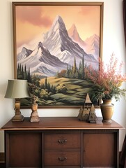 Alpine Elegance: Hand-Painted Vintage Mountain Scenes for Stunning Wall Art