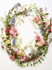 Handcrafted Floral Wreath Designs: Vintage Art Print meets Wildflower Field Landscapes