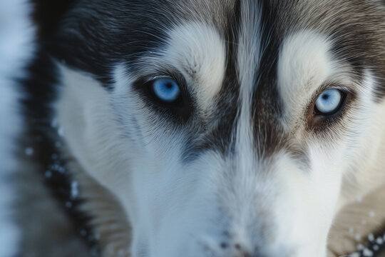 close up siberian husky face portrait