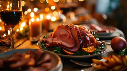 Traditional Ham on table in street in Prague, Czech Republic in Europe. - 711139329