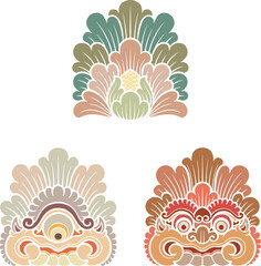 Balinese ornament decoration vector line art logo 2 - obrazy, fototapety, plakaty