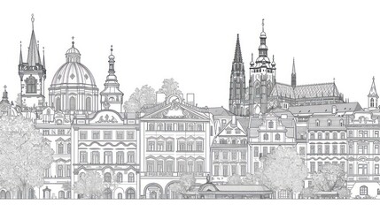 Artistic illustration of Prague city. Czech Republic in Europe. - 711140362