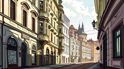 Artistic illustration of Prague city. Czech Republic in Europe. - 711140564