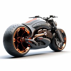 black futuristic motorcycle isolated on white background, 3D rendering