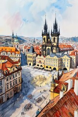 Artistic illustration of Prague city. Czech Republic in Europe. - 711140700