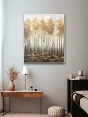 Minimalist Forest Landscapes: Captivating Farmhouse Wall Decor with Streamlined Forest Scene