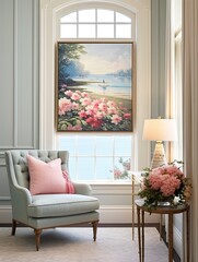 Nautical Coastal Landscapes: Floral Beauty and Vintage Painting Prints of Oceanfront Scenery