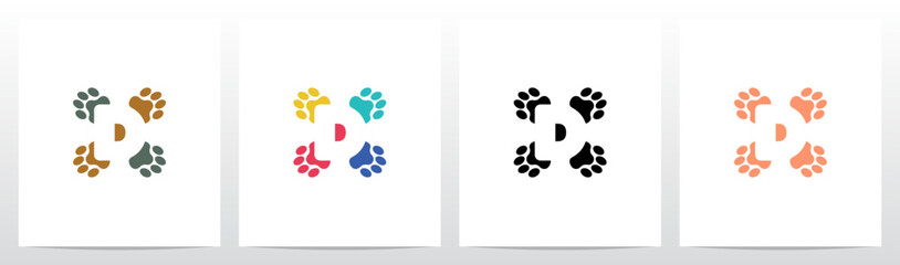 Obraz premium Paws With Negative Space Letter In The Middle Logo Design D
