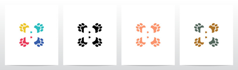 Paws With Negative Space Letter In The Middle Logo Design B