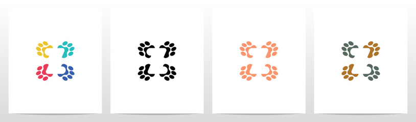 Paws With Negative Space Letter In The Middle Logo Design Z