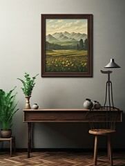 Organic Valley Wall Decor: Vintage Landscape of Serene Organic Meadows