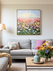 Wildflower Field Wall Art: �Peaceful Pastoral Paintings� - Vintage Landscape Craftsmanship at its Finest