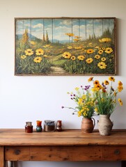 Wildflower Field Wall Art: Peaceful Pastoral Paintings and Vintage Landscape Craftsmanship