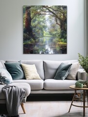 Peaceful Riverside Reflections: Tranquil Wall Art Resonating Timeless Beauty