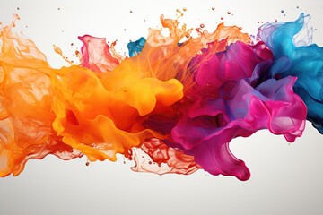 Colorful texture, background, colorful shapes of liquid on white background.