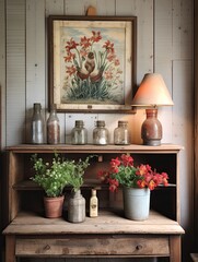 Rustic Barnyard Paintings: Vintage Wildflower Art with Farmhouse Aesthetics