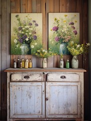 Wildflower Fields: Rustic Barnyard Paintings Embracing Vintage Charm Wall Art