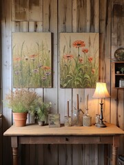 Vintage Wildflower Field Rustic Barnyard Paintings: Evoking the Vintage Charm of Wall Art