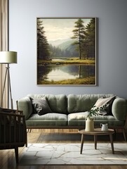 Vintage Lakeside Serene Reflections: Celebrating Calm Waters