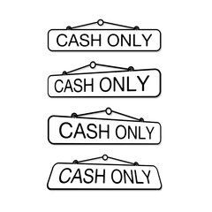 cash only sign set 