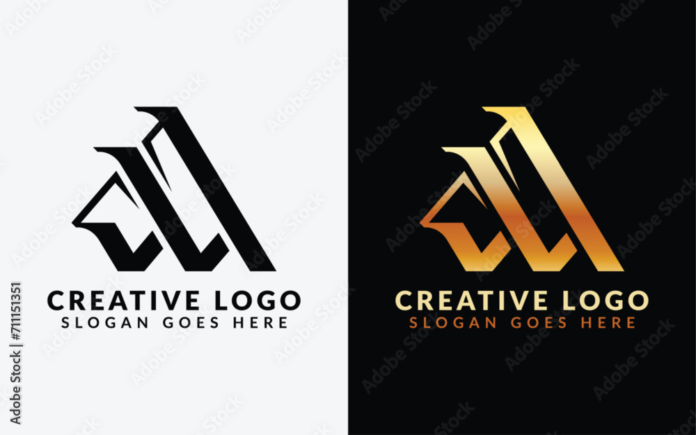 Poster abstract minimalist letter a logo design with modern stylish lines combination concept. vector logo 