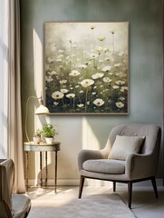 Classic Wildflower Textured Canvas Print Decor: Modern Wall Art Blending Technique