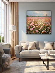Textured Canvas Print Decor: Classic Wildflower Field Impressions with Modern Techniques
