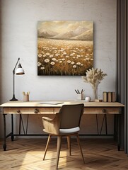Vintage Wildflower Landscapes Textured Canvas Print Decor: a Fusion of Wall Art and Touchable Textures